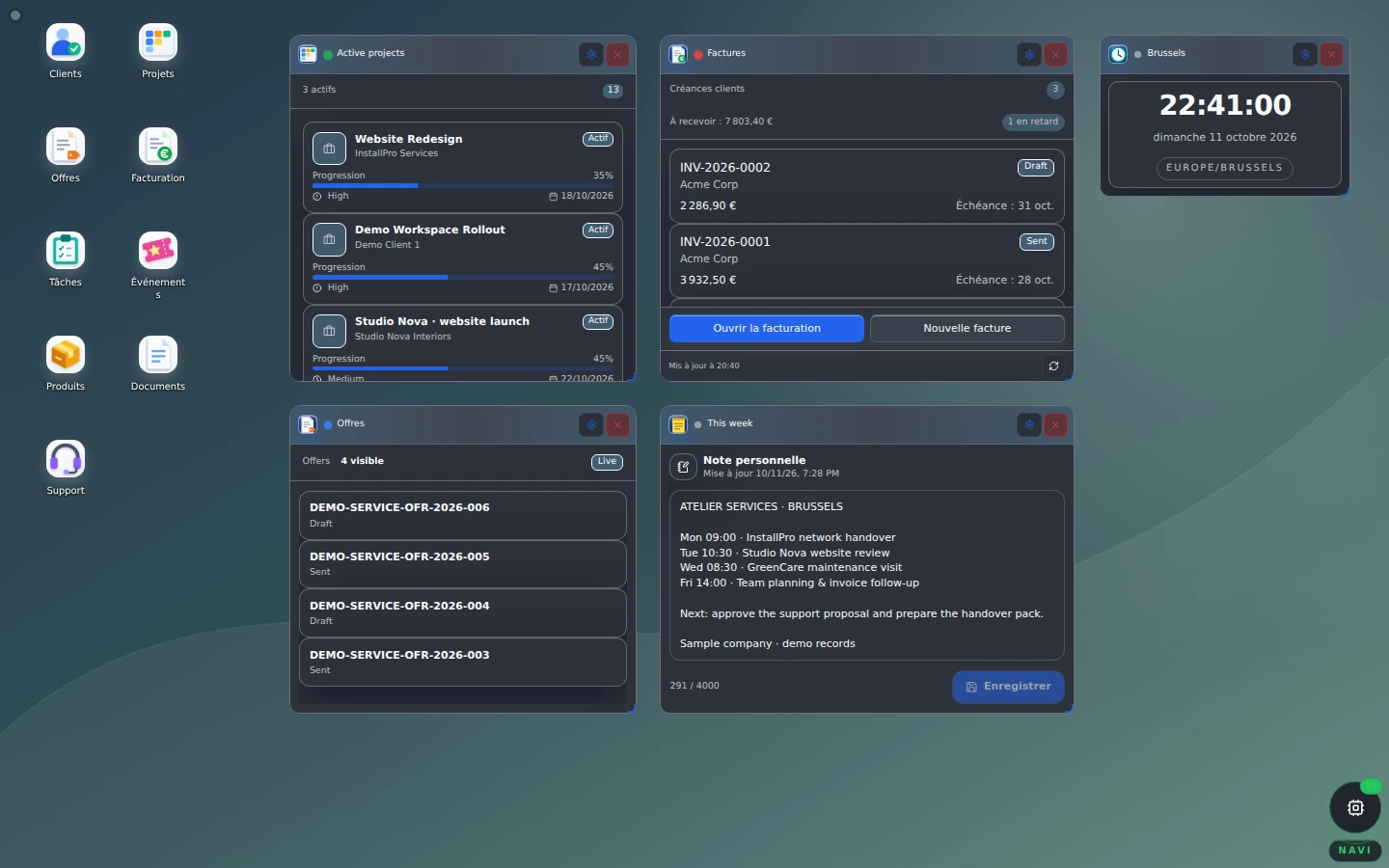 The SBCOS workspace and its modules